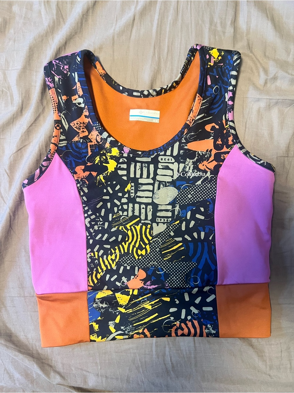 Columbia Orange Active Tank with Black Printed Trim